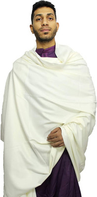 Hometail Wool Solid Men, Women Shawl(White)
