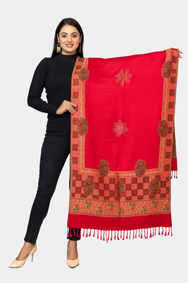 manjari Acrylic Self Design Women Shawl(Red)