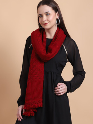 vesture Wool Self Design Women Shawl(Maroon)