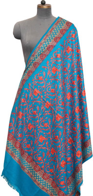 Belviera Wool Solid, Paisley, Striped Women, Men Shawl(Blue)