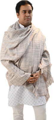 Vrinde Wool Self Design Men Shawl(White)
