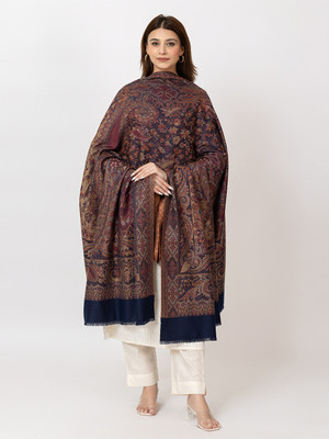 AMOLDO Wool Floral Print Women Shawl(Brown)