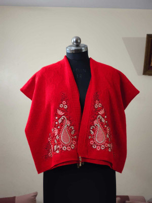 VASANTSHAWLS Acrylic Paisley Women Shawl(Red)