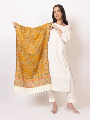 HouseOfCommon Viscose Printed Women Shawl(Yellow)