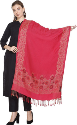 Kti Viscose, Acrylic Printed Women Shawl(Pink)