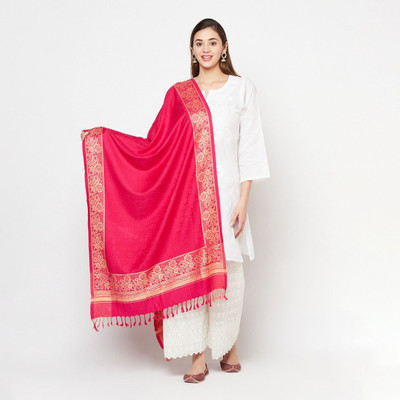 HOC Acrylic Self Design Women Shawl(Pink)