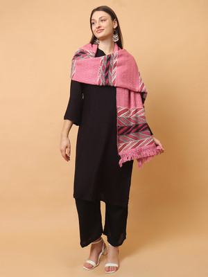 SCHp Wool Self Design Women Shawl(Pink, White, Black, Multicolor)