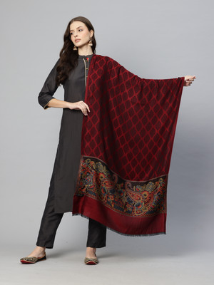 swi stylish Wool Printed Women Shawl(Red)