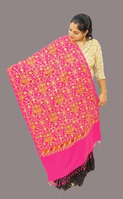 Vrinde Wool Embroidered Women Shawl(Pink)