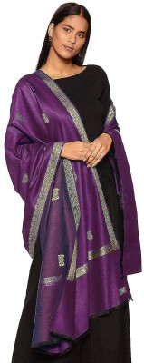 WEAVERS VILLA Polyester Wool Blend Solid Women Shawl(Purple)