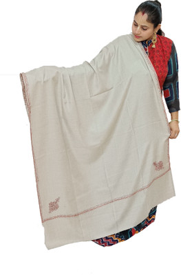Vrinde Wool Self Design Women Shawl(White)