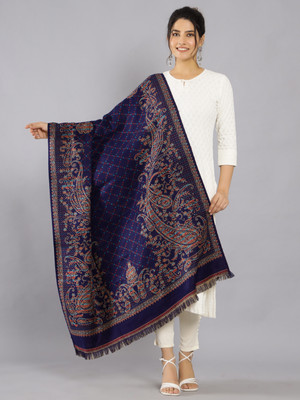 Ravaiyaa - Attitude Is Everything Wool Woven Women Shawl(Blue)