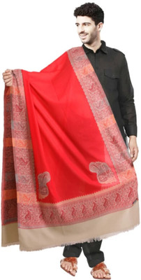 Braid N Cord Wool Applique Men Shawl(Red)