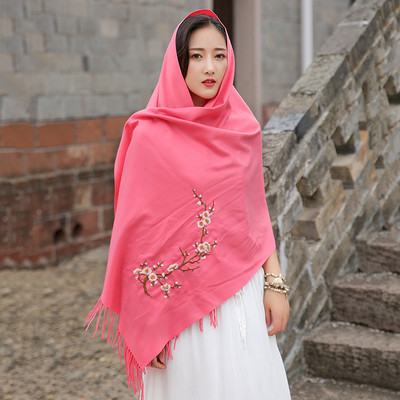 JT Wool Embroidered Women Shawl(Pink)