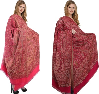 PASHTUSHS Pashmina Embroidered Women Shawl(Pink, Pink)