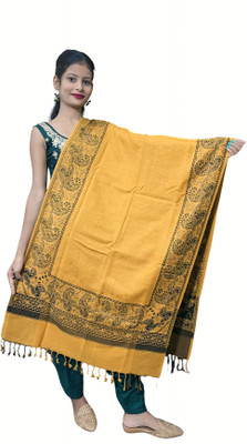 Kashmiri Thead Wool Floral Print Women Shawl(Yellow)