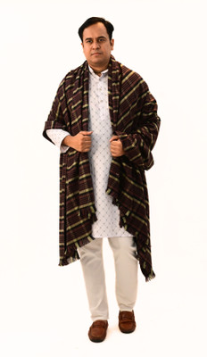 Sprha Wool Checkered Men Shawl(Purple)