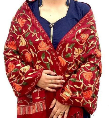 CHOUDHARYRETAILS Acrylic Embroidered Women Shawl(Red)