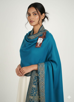 Kriti Poly Wool Floral Print Women Shawl(Blue)