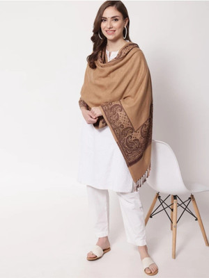Braid N Cord Polyester Wool Blend Applique Women Shawl(Beige)