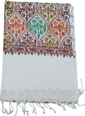 SNandCo Pashmina, Wool Embroidered Men Shawl(White)