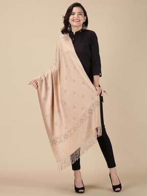 Ethical Andaz Velvet Printed Women Shawl(Beige)