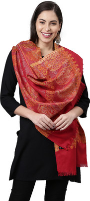 Pashmoda Polyester Wool Blend Printed Women Shawl(Maroon)