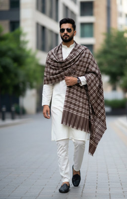 Winter Heirloom Acrylic Solid Men Shawl(Beige)