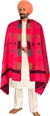 HUEVESS Polyester Lycra Blend Geometric Print Men Shawl(Pink)
