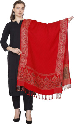 Kti Viscose, Acrylic Floral Print Women Shawl(Red)