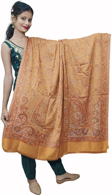 CHOUDHARYRETAILS Wool Woven Women Shawl(Yellow)