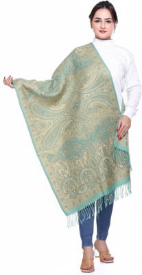 Bharti Rayon Embroidered Women Shawl(Light Green)