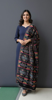 Sudako Acrylic Printed Women Shawl(Black)