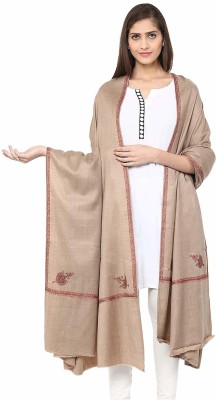 Royal-E-Kashmir Wool Embroidered Women, Men Shawl(Brown)