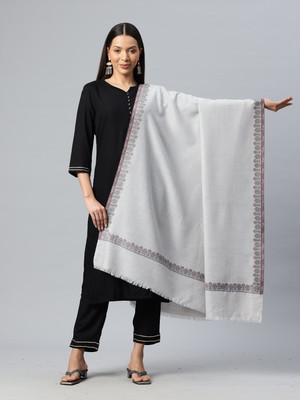 swi stylish Wool Woven Women Shawl(Grey)