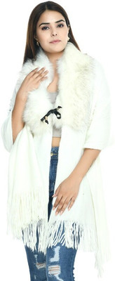Life and style Wool Solid Women Shawl(White)
