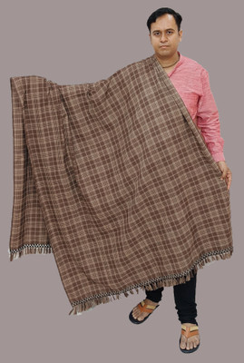 KAVIM Wool Checkered Men Shawl(Brown)