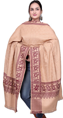 Kriti Wool Self Design Women Shawl(Beige)