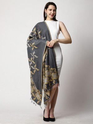 swi stylish Acrylic Woven Women Shawl(Grey)