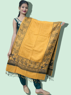 Trandone Wool Embroidered Women Shawl(Yellow)
