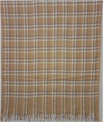 KASHMIRI TREND Wool Checkered Men Shawl(Beige)