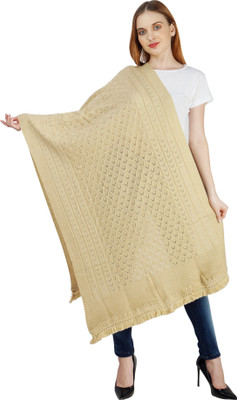 vesture Wool Self Design Women Shawl(Beige)