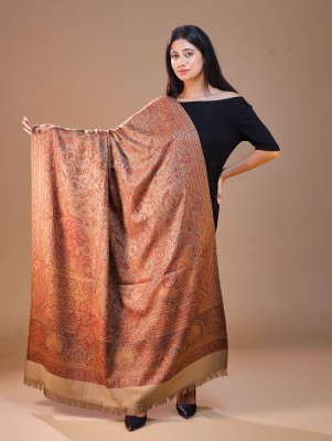 swi stylish Wool Printed Women Shawl(Brown)