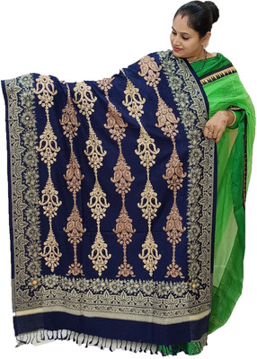 Vrinde Wool Embroidered Women Shawl(Multicolor)