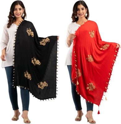 CLOTH KING Viscose Embroidered Women Shawl(Multicolor)