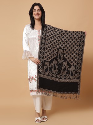 vesture Wool Paisley, Woven Women Shawl(Black, Beige, Multicolor)