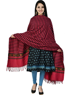 FusFus Wool Checkered Women Shawl(Multicolor)