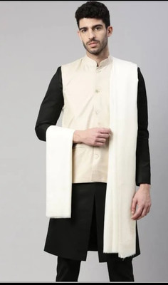 Oswaal Wool Solid Men Shawl(White)