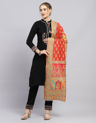 MONTE CARLO Wool Self Design Women Shawl(Multicolor)