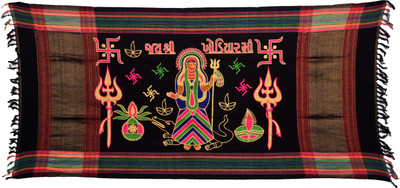 Navya Handicraft Cotton Printed Women Shawl(Black)